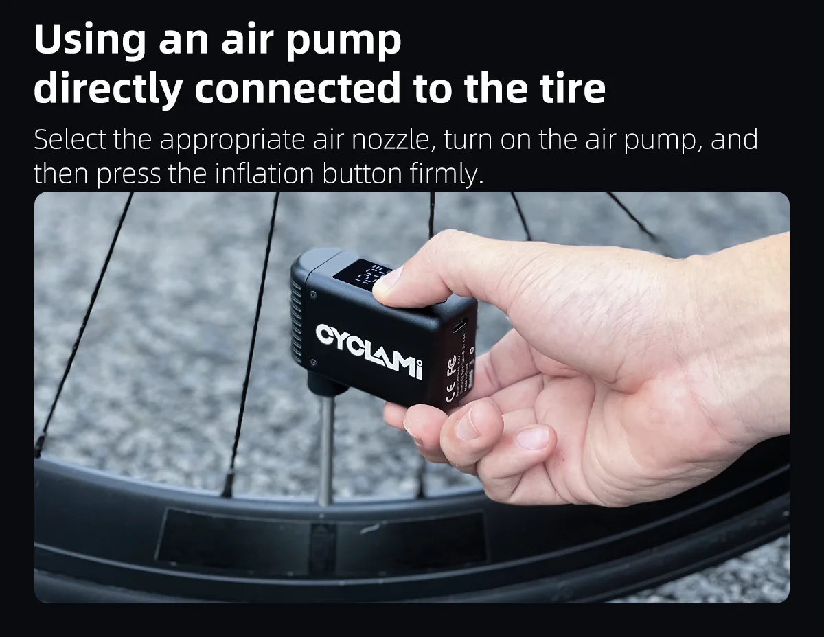 CYCLAMI A2 Mini Tragbare Fahrradpumpe Wiederaufladbarer Luftkompressor 120 PSI Typ-C Fahrradzubehör für Schrader- und Presta-Reifen A2MINI – Detail 11