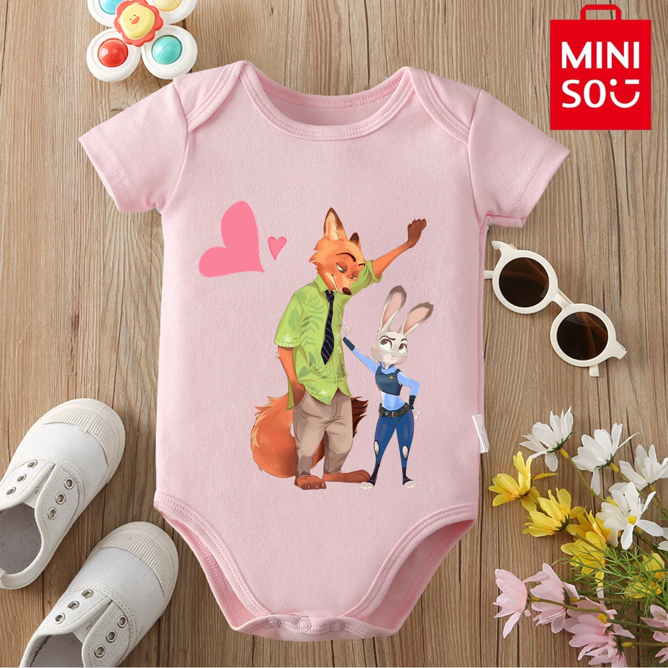 

MINISO 100% хлопчатобумажная ткань Zootopia Judy Hopps Nick Wilde, милый комбинезон с ленивцем для малышей, комбинезон для новорожденных от 0 до 12 месяцев