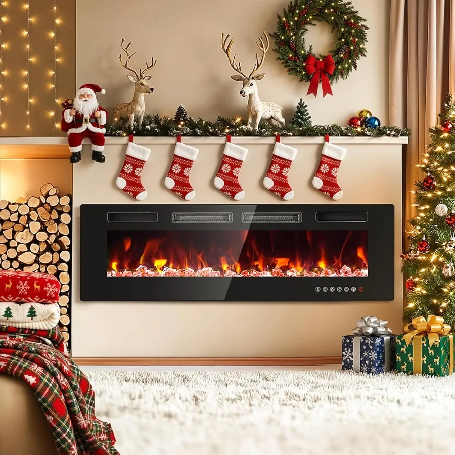 

72 Electric Fireplace Insert Ultra Slim Recessed Fire Place with Dual Heat Fans Offering 750W and 1500W Heating Options 12 Adju