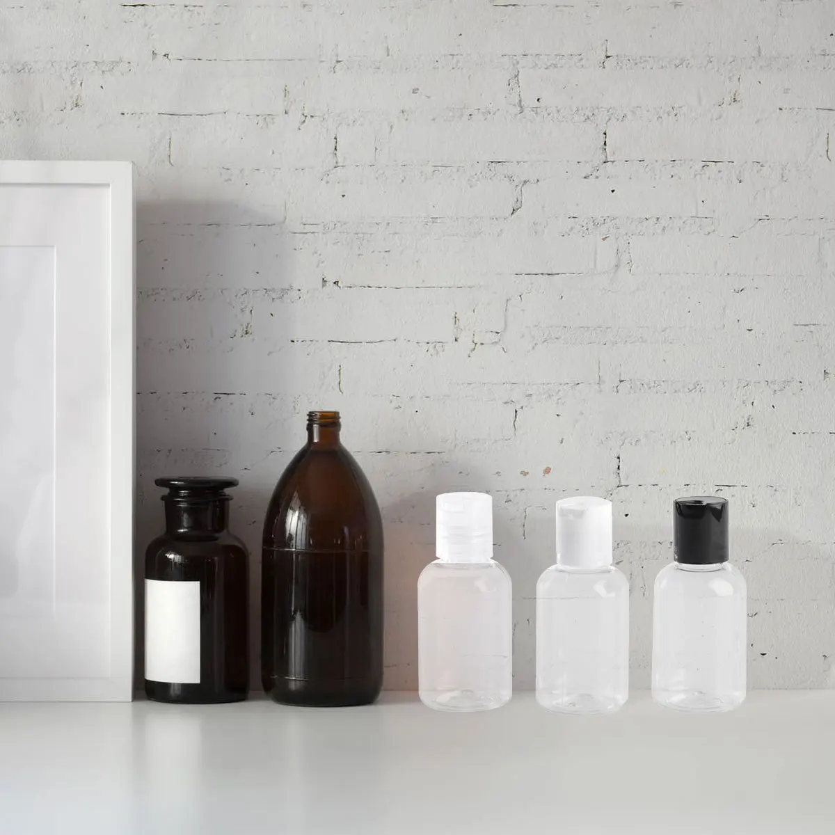 12pçs dispensador de loção, garrafas de plástico, recipientes recarregáveis portáteis 50ml para viagem, shampoo, sabonete para as mãos, gel de lavagem corporal