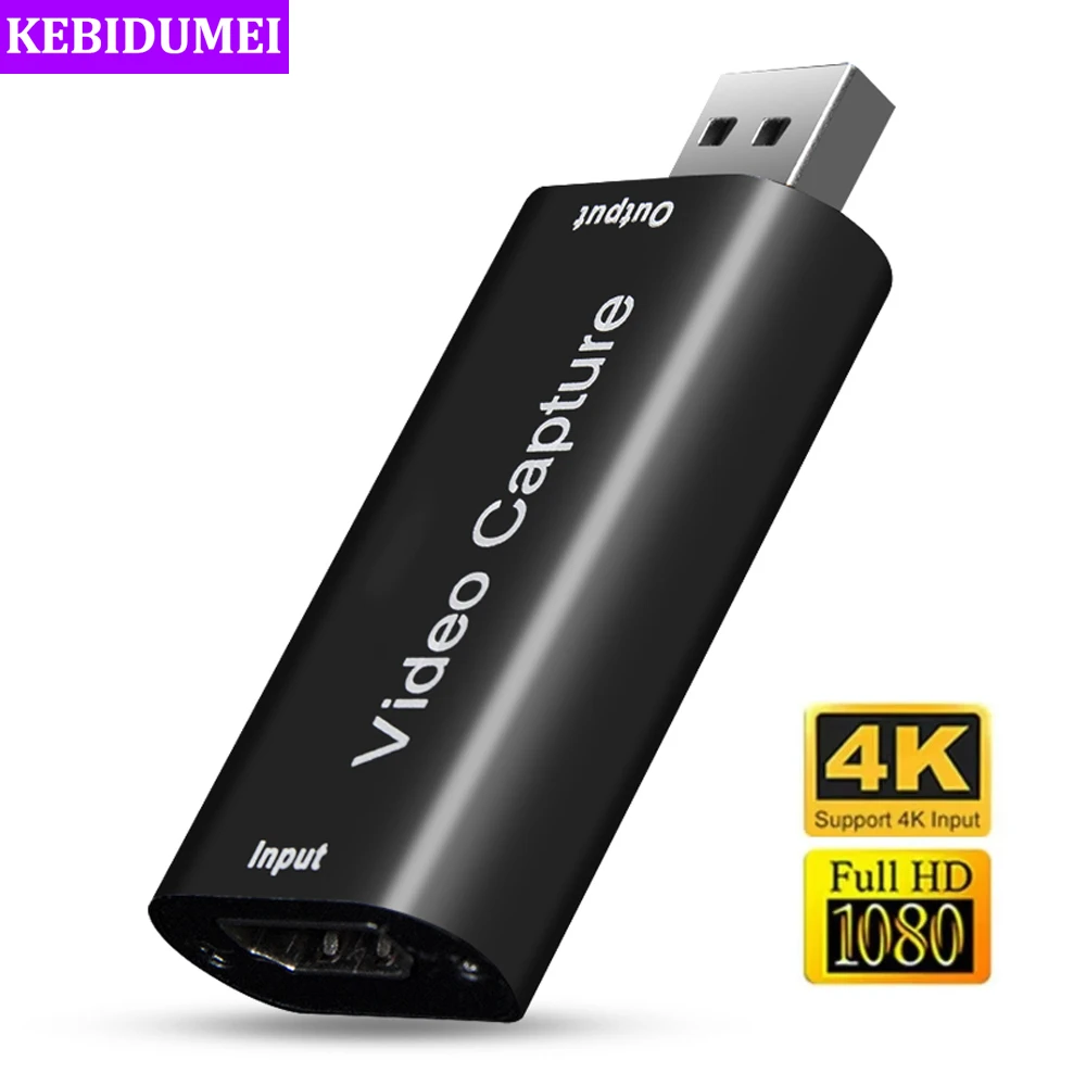 USB 2.0 Video Capture Card 4K HDMI-compatible Video Grabber Live Streaming Box Recording for PS4 XBOX Phone Game DVD HD Camera