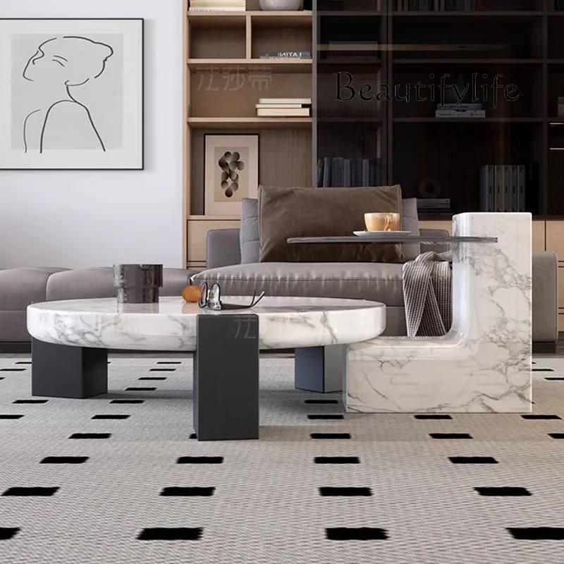 

Round Irregular Coffee Table Trendy Simple Vintage Save Space Large Size Side Table Clear Decoration Couchtisch Unique Furniture