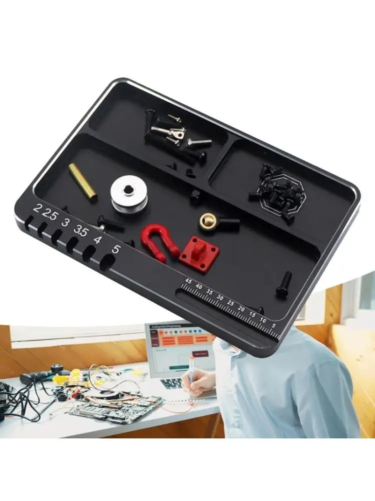 強力な磁性領域と精密測定機能を備えた-652f-アルミニウム部品トレイ-ネジホルダー-耐食性トレイ