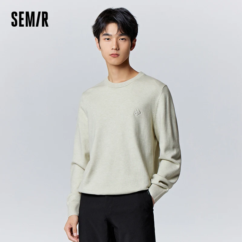 Semir Pullover Sweater for Men in Winter Simple Solid Color Exquisite Urban Commmuting Style Fashionable Casual Sweater