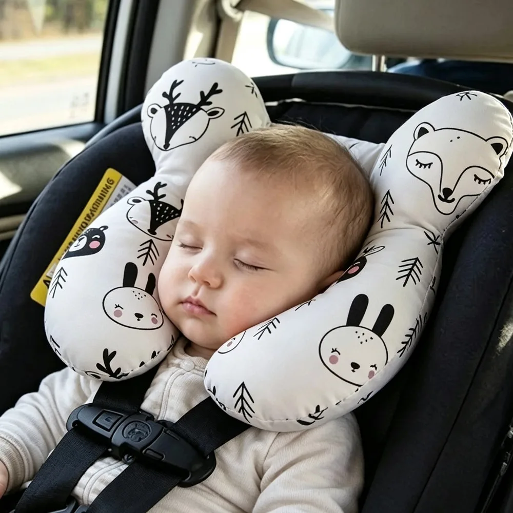 U-Shaped Baby Neck Support Pillow Multi-functional Stroller Pillow Cartoon Head Support Cushion Travel Neck Protection Pillow