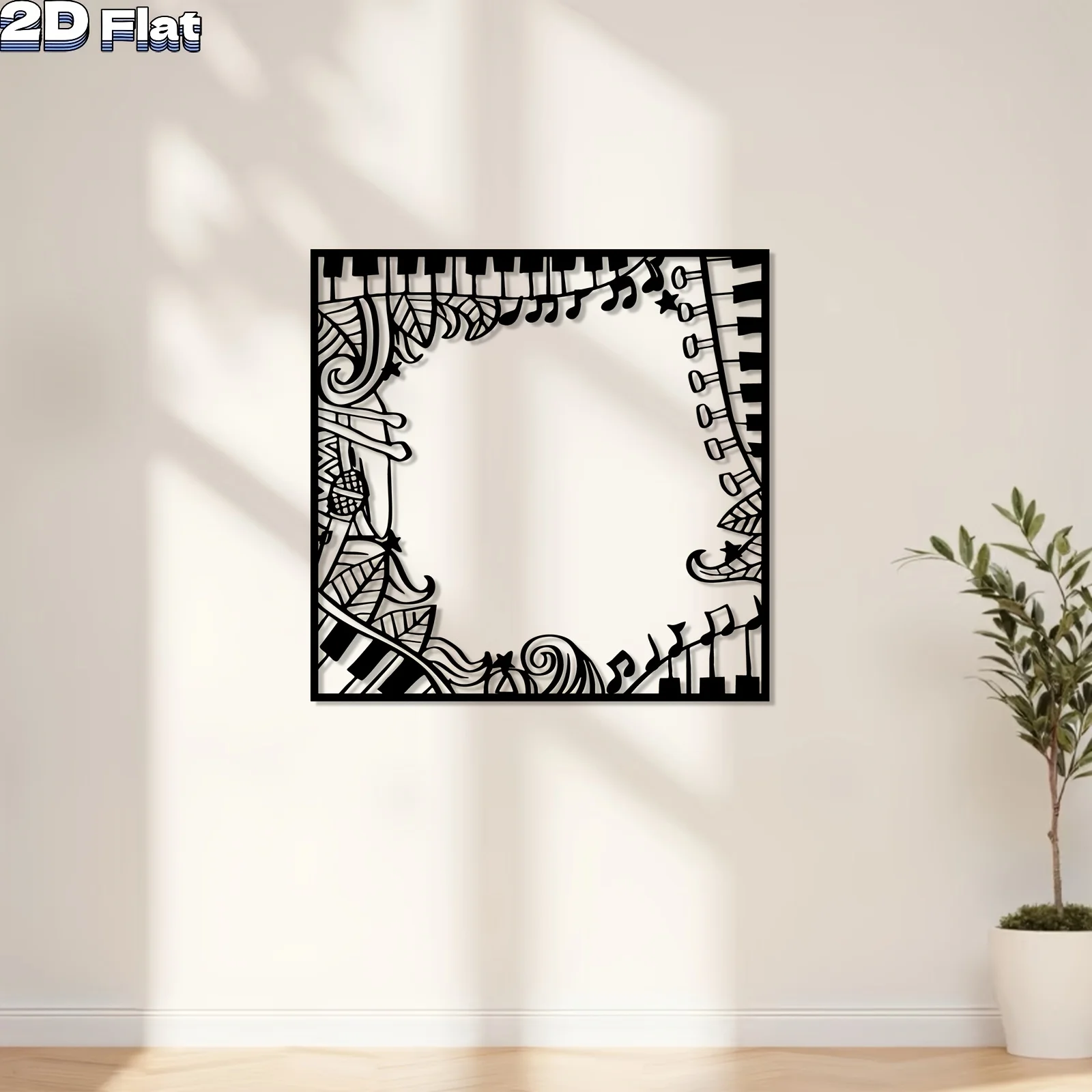 Musical Notes Metal Wall Decor, Premium Iron Silhouette Statue Mural, Modern Wall Art for Living Room & Garden Fence