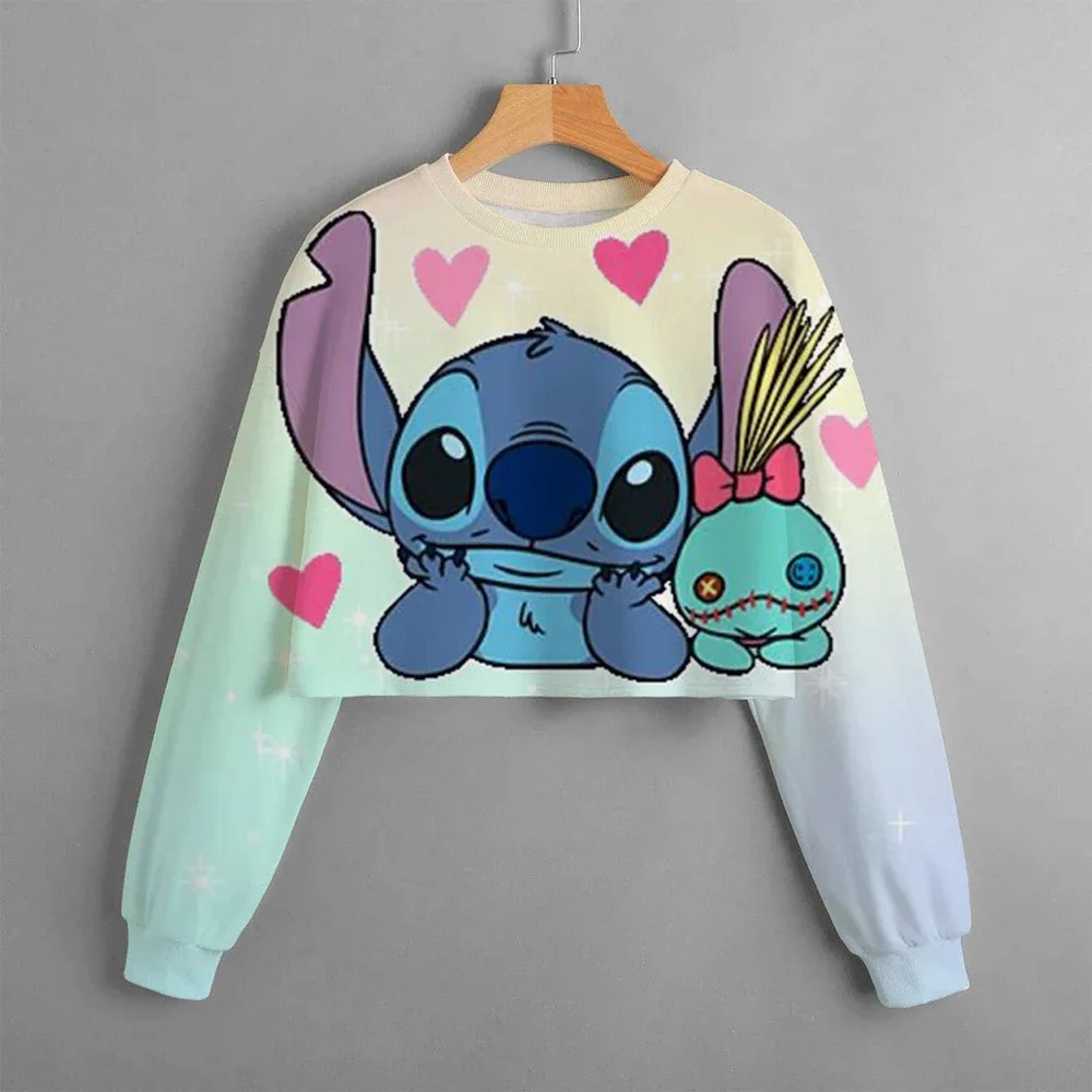 

Disney Stitch Hoodie for Children Cartoon Tie-dye Clothing Girls Crop Trendy Hoodies Round Neck Clothes Kid Sweatshirt Tops Gift
