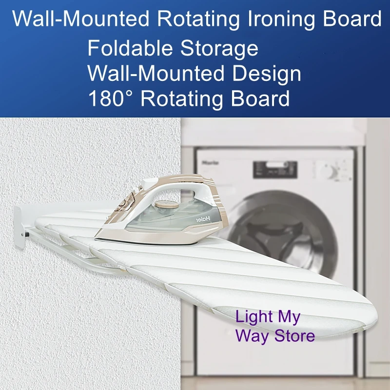 

Rotating ironing board, extendable and foldable wall mounted ironing board, heat-resistant cloth cover