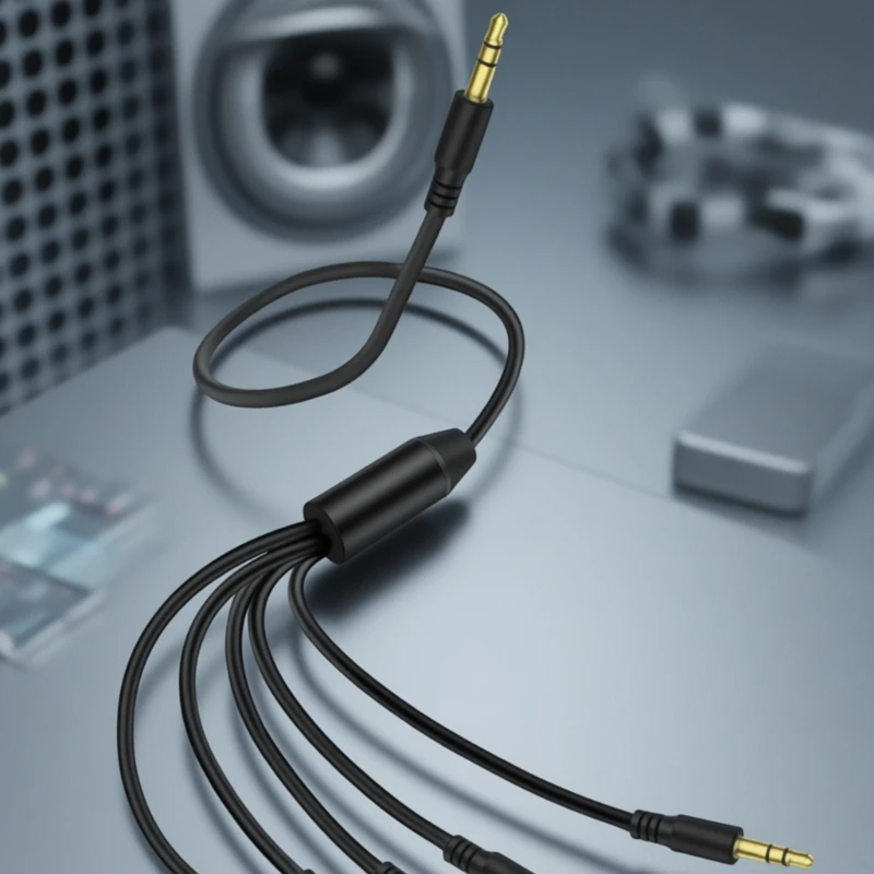 Portable 3.5mm Sound Splitter Cable 1 Male Port to 5 Male Port 50cm Long