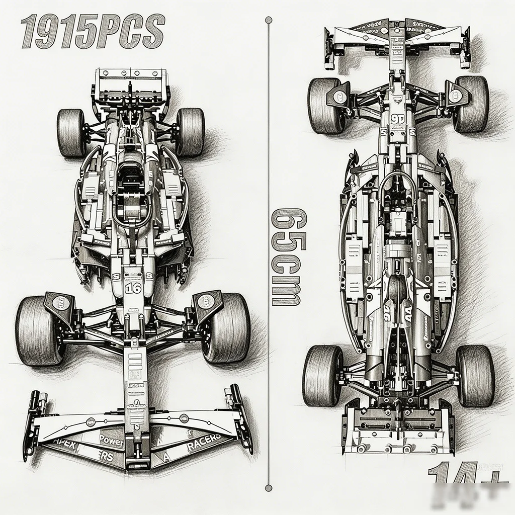 SF-25 Racing Building Block Car Electroplated Surface Technical Super Sport Car Model Assembly Brick Kit Collectible Display Toy