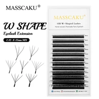 MASSCAKU 3D/4D/5D/6D/7D/8D/10D negro mate forma de W extensión de pestañas trébol prefabricado Fans pestañas individuales herramientas de maquillaje de visón falso