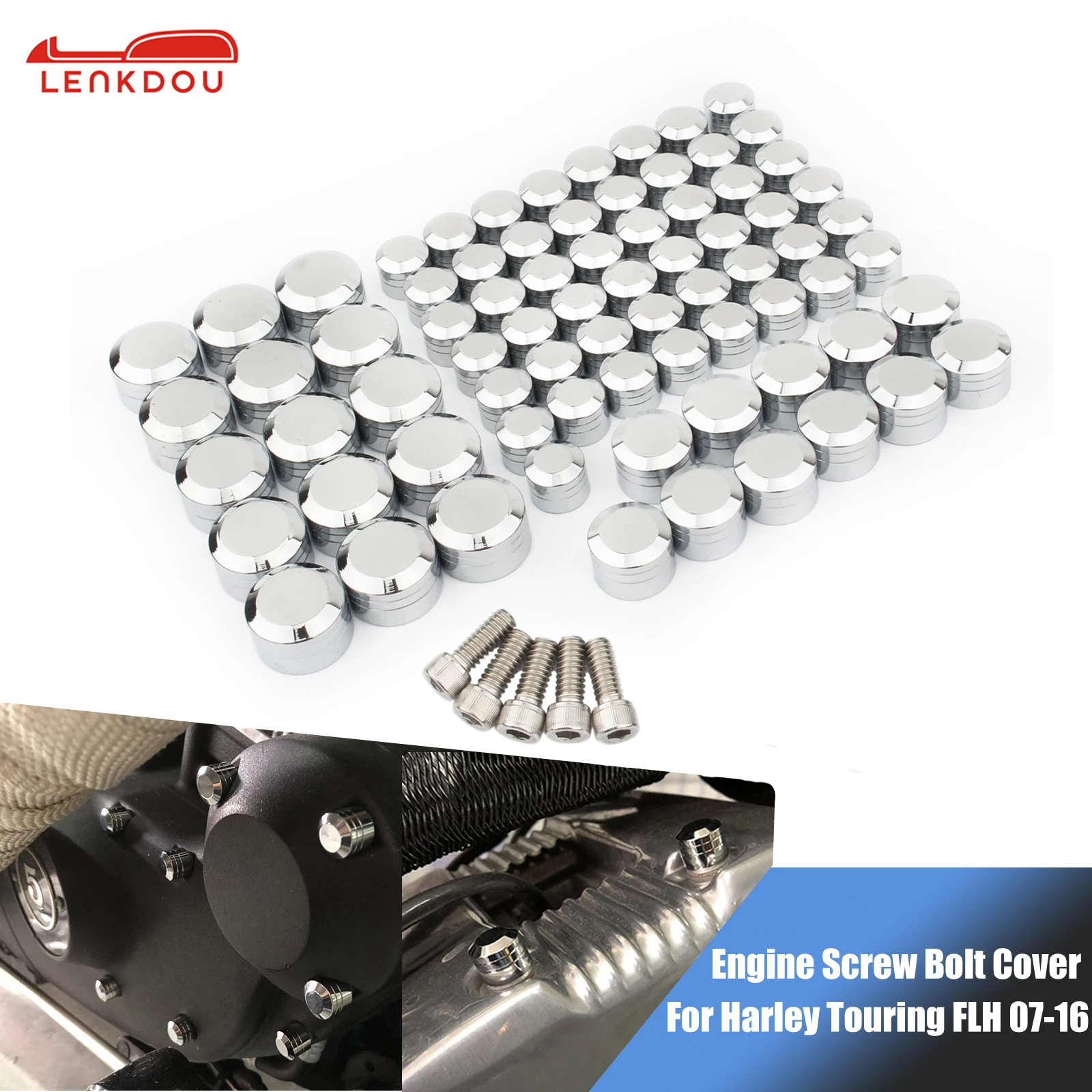 75 Pcs Engine Screw Bolt Cover Caps For Harley Touring Road King Electra Glide Road Street Glide 07-16 Motorcycle Accessories