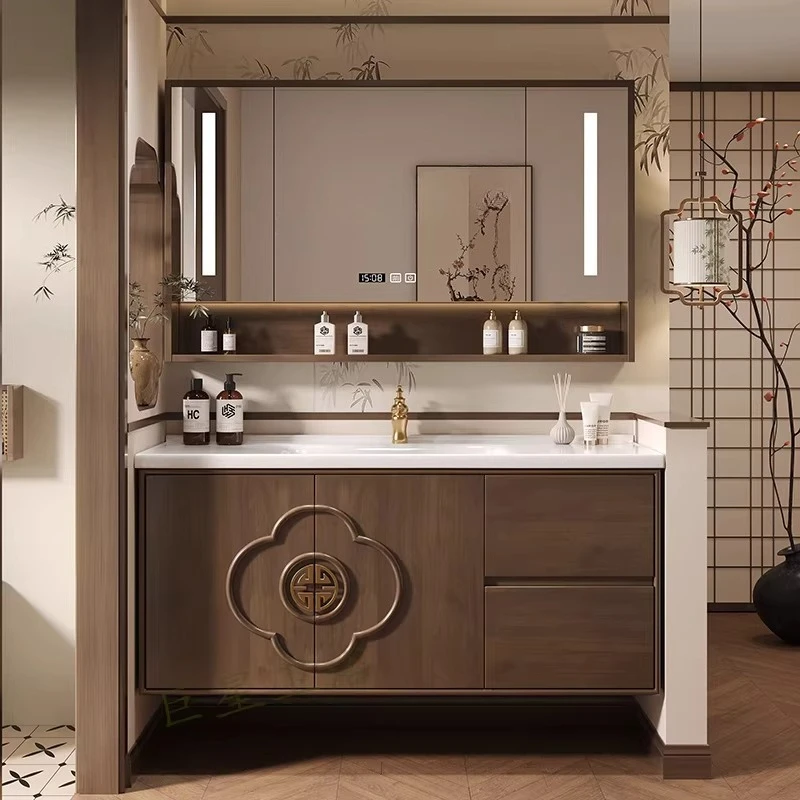 

Компактные шкафчики для ванной комнаты в ретро-стиле, узкая деревянная мебель для ванной, туалетный столик MH40YSG