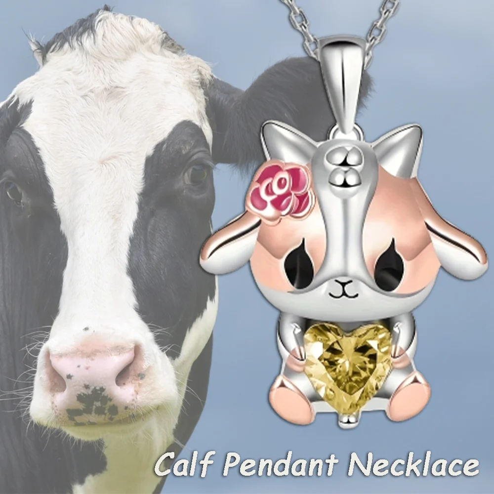 Fashionable Cute Cow Baby Creative Design Pendant Necklace Christmas Children's Day Party Perfect Birthday Gift for Girls Boys