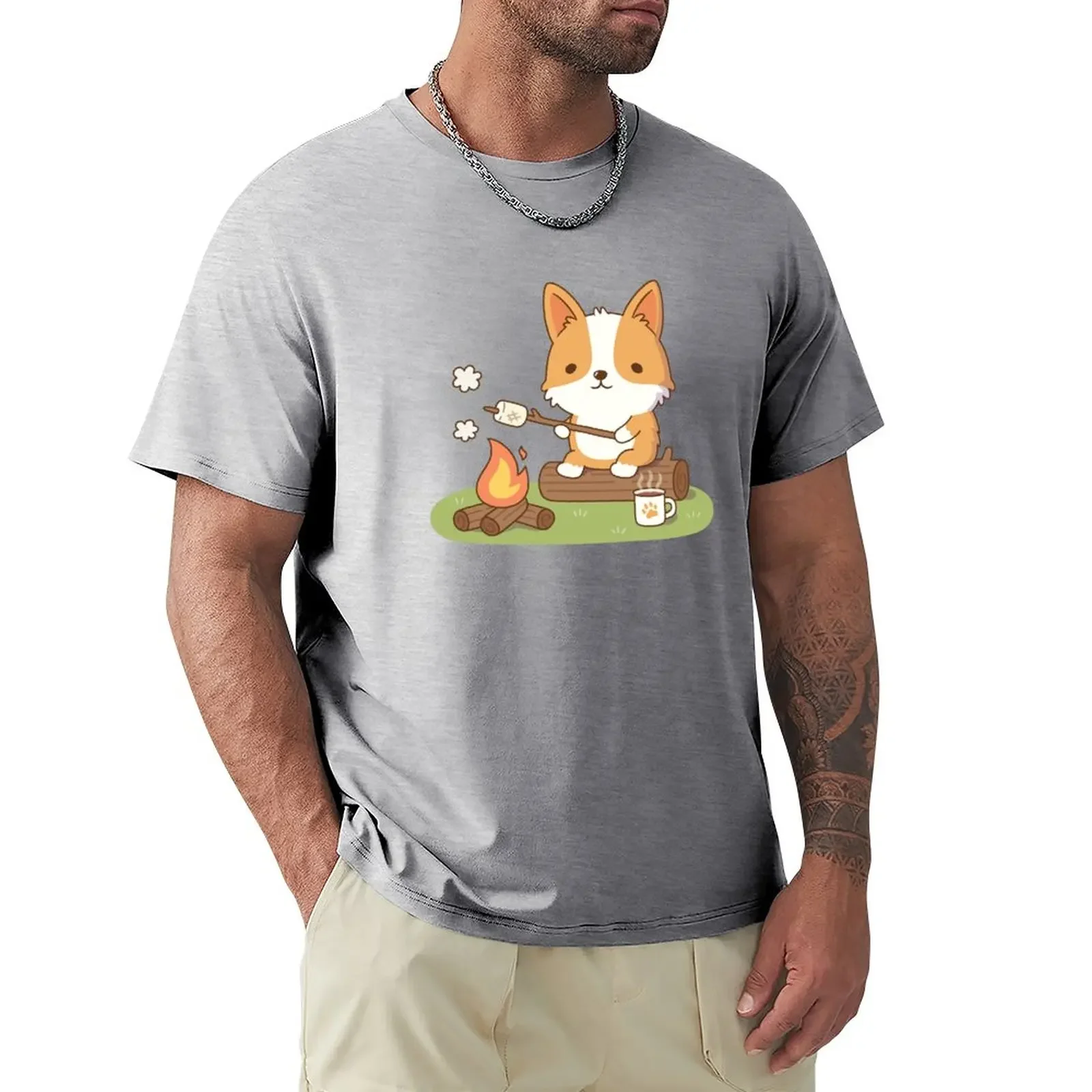 Corgi Toasting Marshmallow At Campfire T-Shirt customs design your own vintage new edition mens t shirts pack