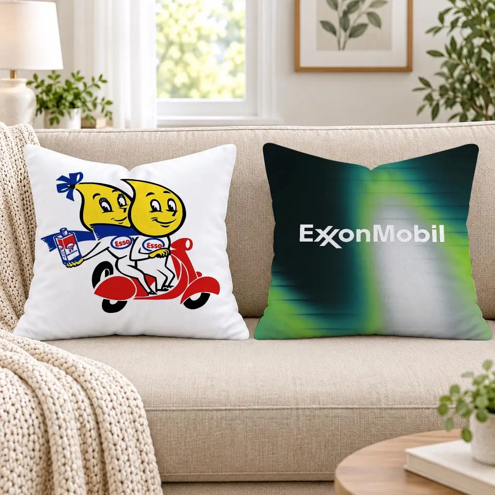 Luxury E-ExxonS M-Mobil Cushion Cover Short Plush Double-Sided Printing Sofa Bedroom Pillow Case Aesthetic Home Decor