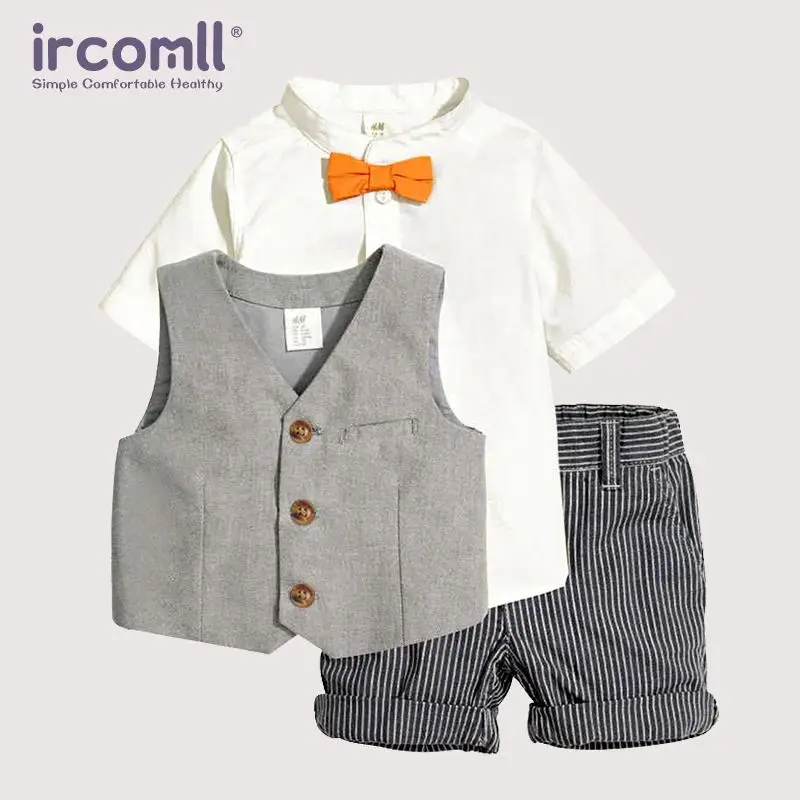 Ircomll 3PCS Formal Newborn Baby Boy Formal Suit Toddler Boys Outfit Boy Gentlemen Clothes Set Party Birthday Wedding Party Suit