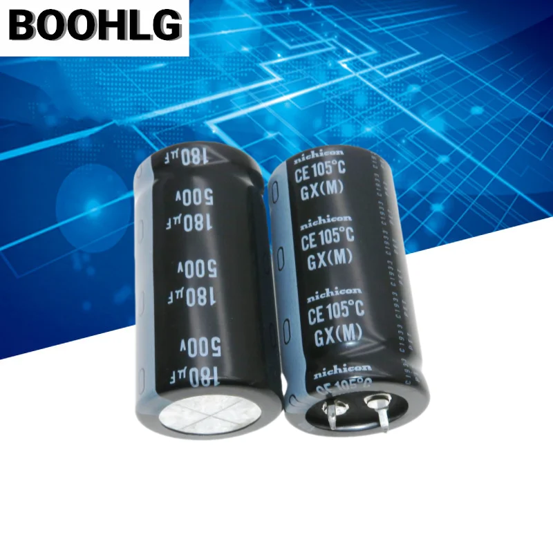 2PCS original 180UF 500V Nichicon electrolytic capacitor 500V 180UF 25X50 GX long life