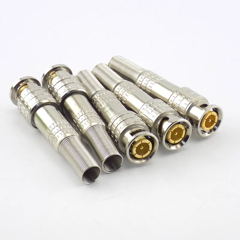 Solder Solderless BNC Male Plug Connector RG59 jack Coaxial for Video Balun Adapter Cable Copper Zinc Twist-on Twist Spring L1