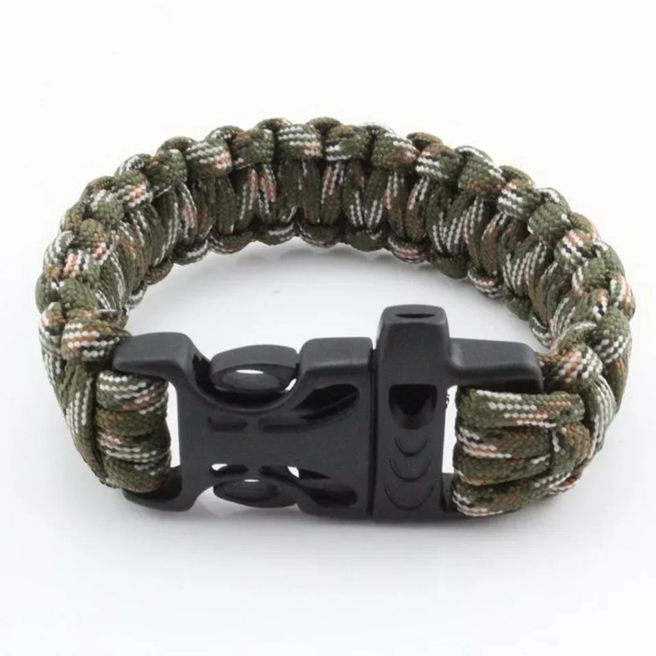 Outdoor Survivor Bracelet Parachute Cord Emergency Rescue Men Rope Braided Paracord Camping Survival Bracelet Whistle Buckle