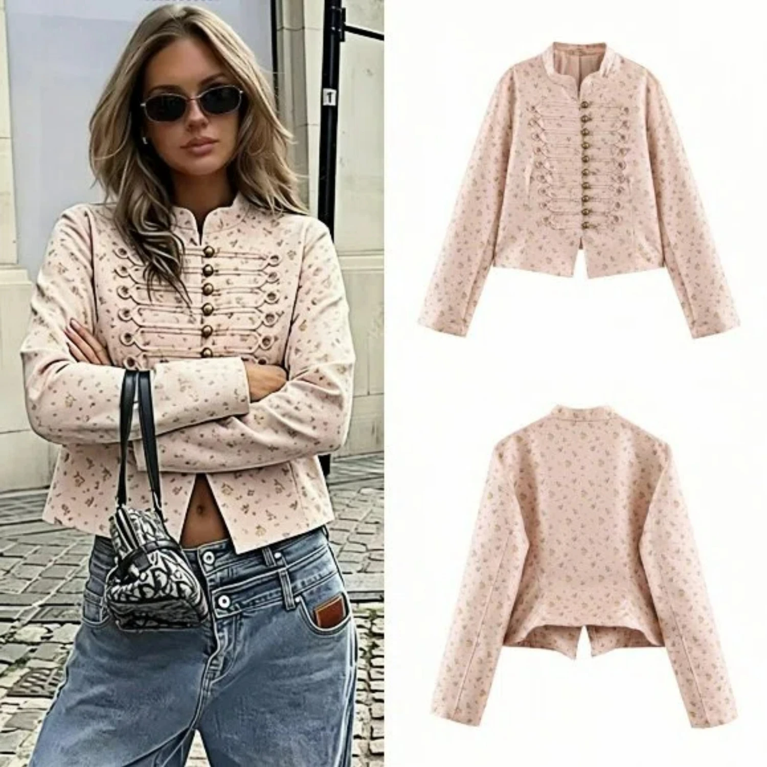 Street Leisure Vintage Floral Print Slim Button Blazer 2026 Early Autumn Women Trendy Elegant Chic Lady Casual Blazer