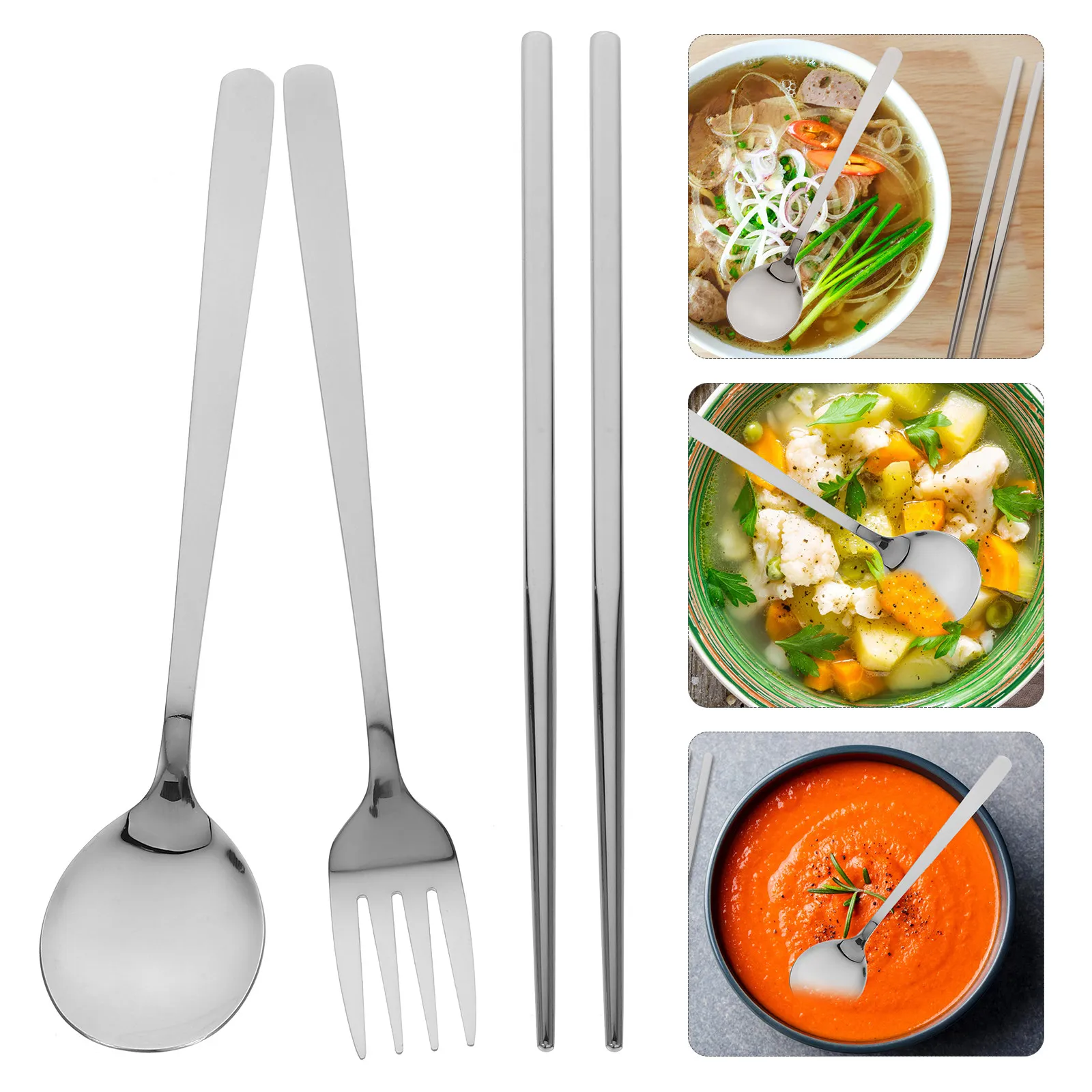 Heavy Duty Stainless Steel Travel Utensil Set with Case – Fork, Spoon, Chopsticks for Work, Outdoor, Portable Lunch