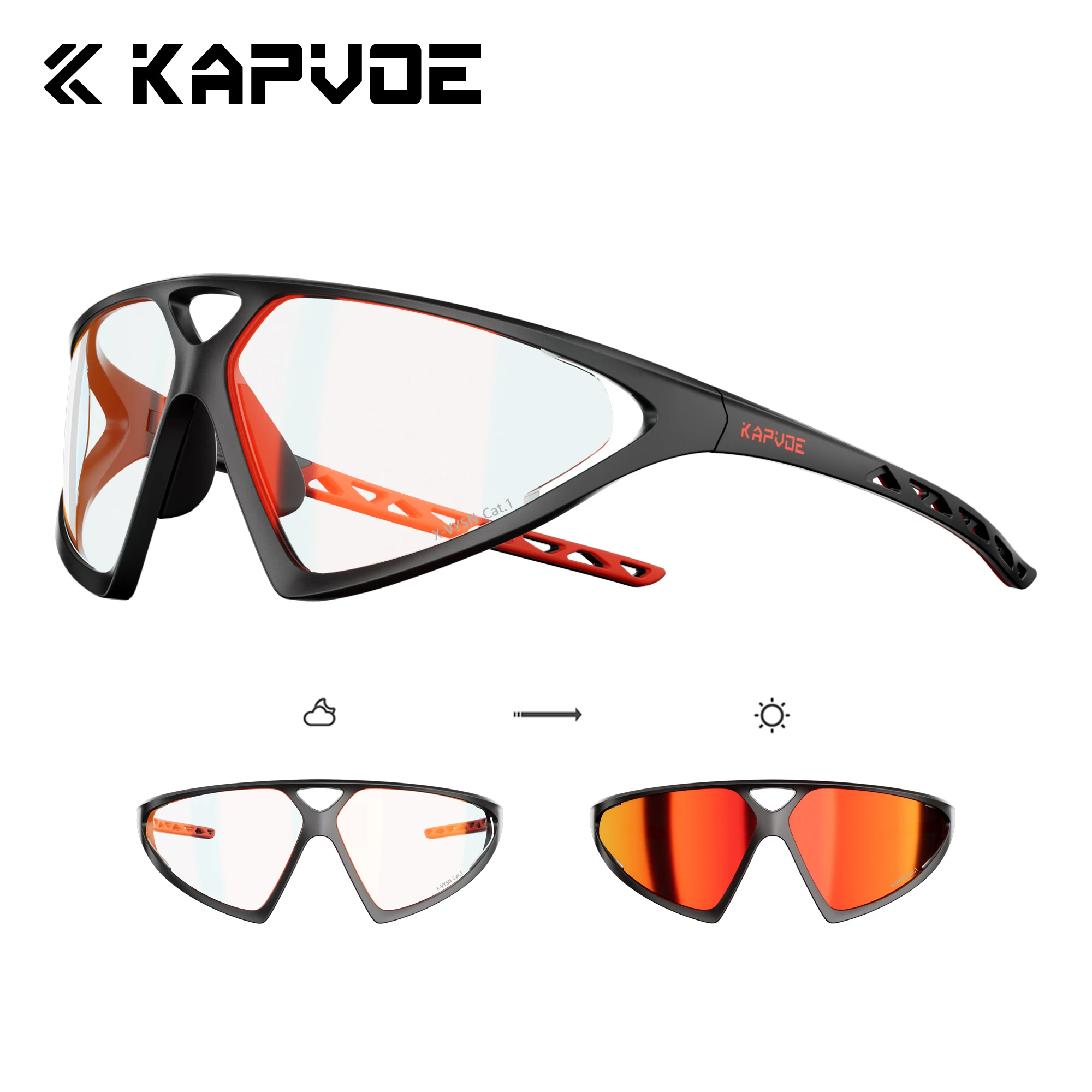 Kapvoe Photochromic Cycling Sunglasses Men Women UV400 MTB Road Bike Glasses TR90 Lightweight Anti Fog Windproof Riding Eyewear