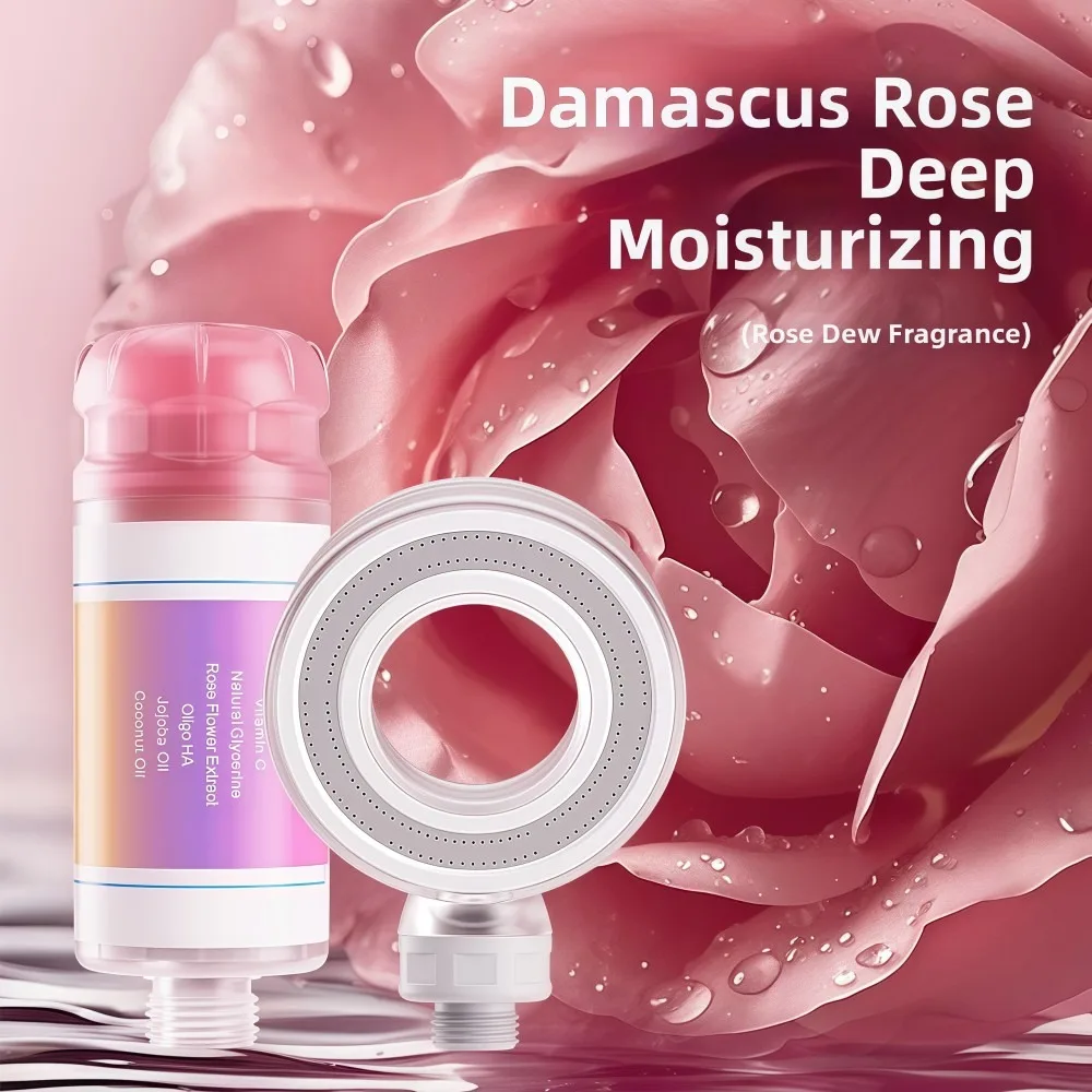 

High Pressure Fragrance Shower Head Set Gentle Water Pressure Antibacterial Filtered Shower Head Deodorizing Rose Fragrance