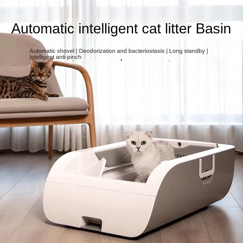 Imagem -02 - Caixa de Lixo Inteligente Automática para Gatos Desodorização Semi Fechado pá de Cocô Elétrica Grande Vaso Sanitário Esterilização