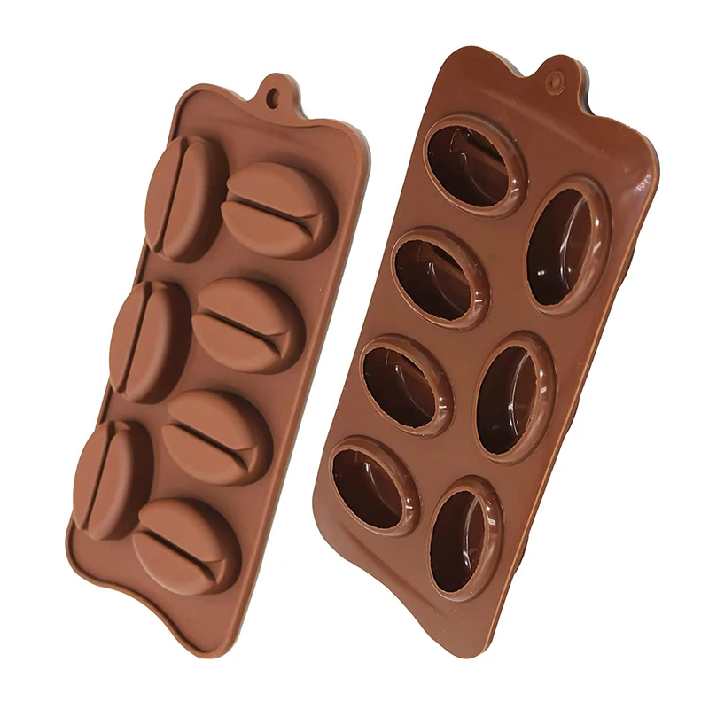 3D Coffee Beans Chocolate Mold Candy Gummy Ice Cube Tray Cake Decoration Silicone Bakeware Pastry Tools Kitchen Baking Wax Melts