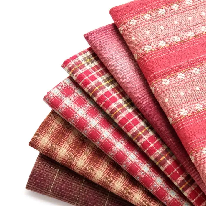 New DIY Japan Little Cloth group Yarn-dyed fabric,for sewing Handmade Patchwork Quilting , stripe dot Random Red  100% telas