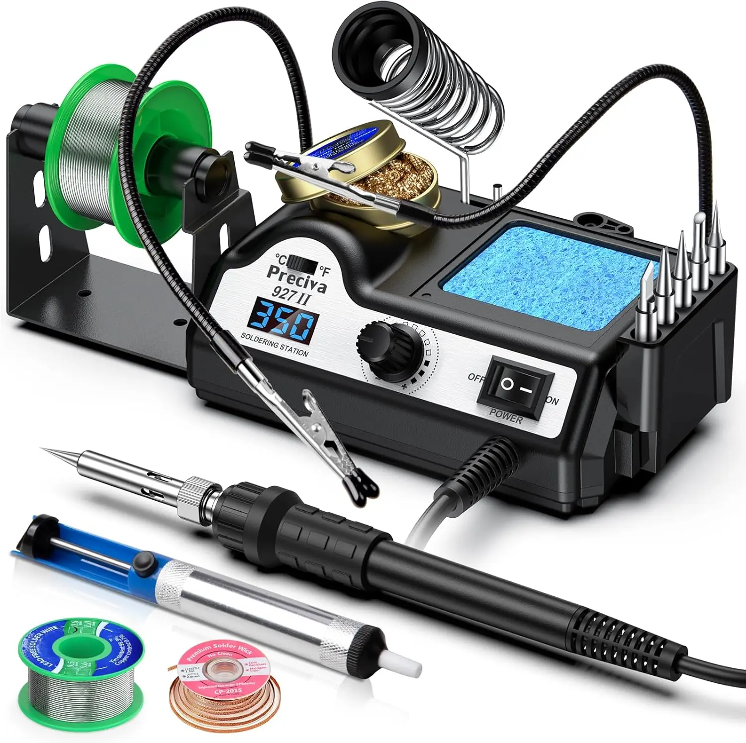 

Цифровая паяльная станция 60 Вт с 5 насадками, подставкой для пайки, бессвинцовым припоем и функцией автоматического перехода в спящий режим для любителей и профессионалов