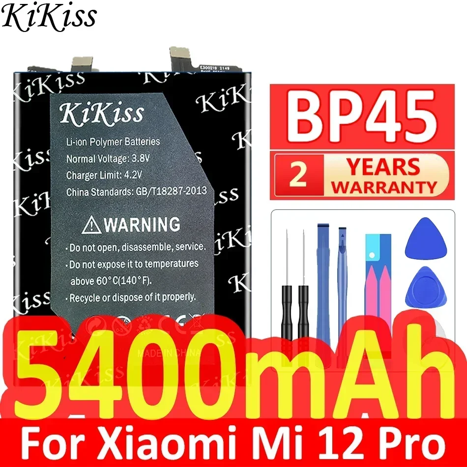 Kikiss-Xiaomi mi 12 pro用バッテリー,5400mah,bp45,bp 45,携帯電話