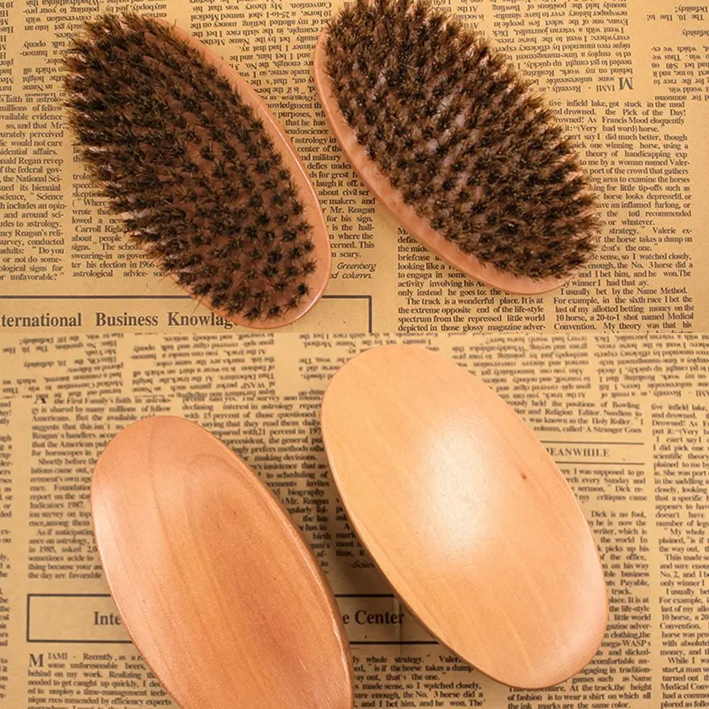 فرشاة لحية بشعيرات الخنزير الخشبية، فرشاة حلاقة متينة للرجال، فرشاة شارب احترافية ناعمة لصالونات التجميل