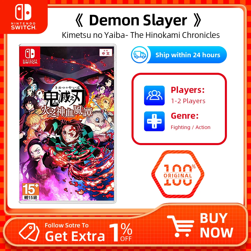 Nintendo Switch- Demon Slayer  The Hinokami Chronicles - Physical Game Card for Switch OLED Lite