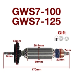 AC220-240V Armature Stator Replacement Accessories for Bosch GWS7-100 GWS7-125 Angle Grinder Rotor Anchor Stator Power Tools