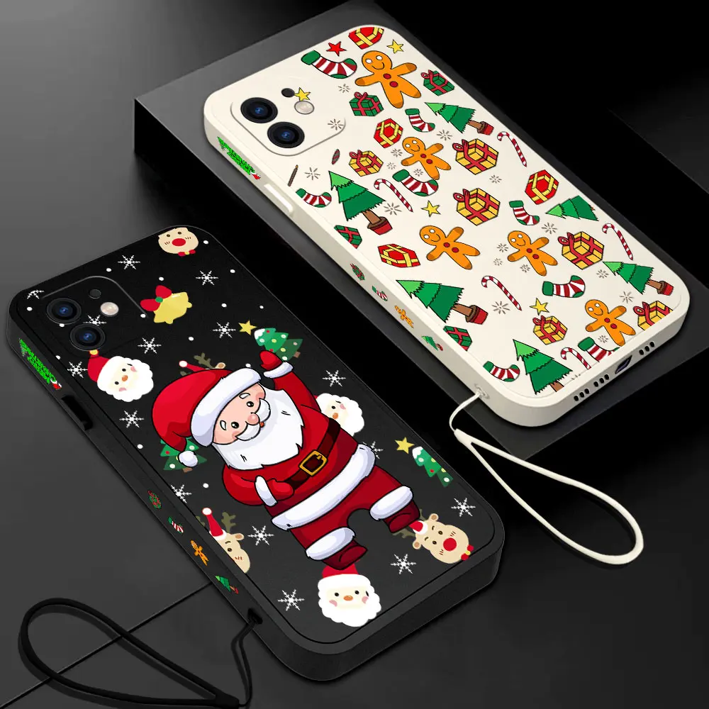 Funda de teléfono de Feliz Navidad, carcasa con cordón para Samsung Galaxy S23, S22, S21, S20 Ultra FE, S10, 4G, S9, S10E, Note 20, 10 Plus, Año Nuevo