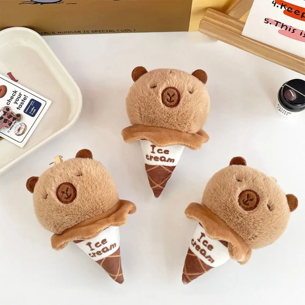 Ice Cream Capybara Plush Pendant Brown Animal Capybaras Capybara Plushie Keychain Creative Cartoon Stuffed Doll Keychains