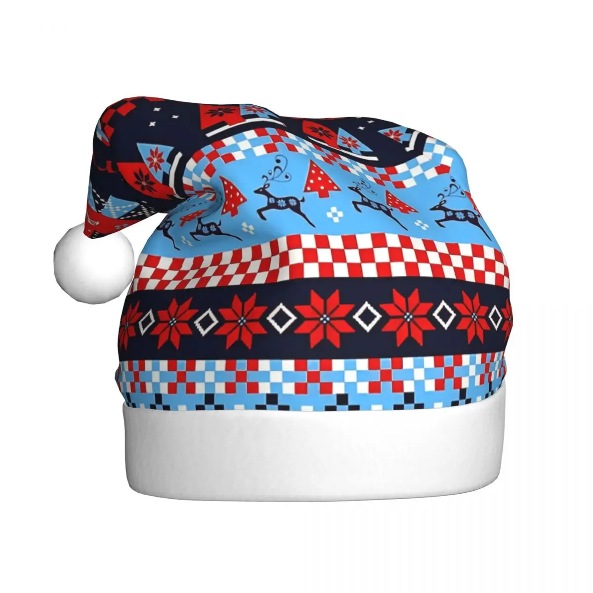 Nordic Patterns Merry Christmas Anime Cartoon Christmas Hats for Adult Men Women Christmas Pattern Santa Hat Cap Festival Decor