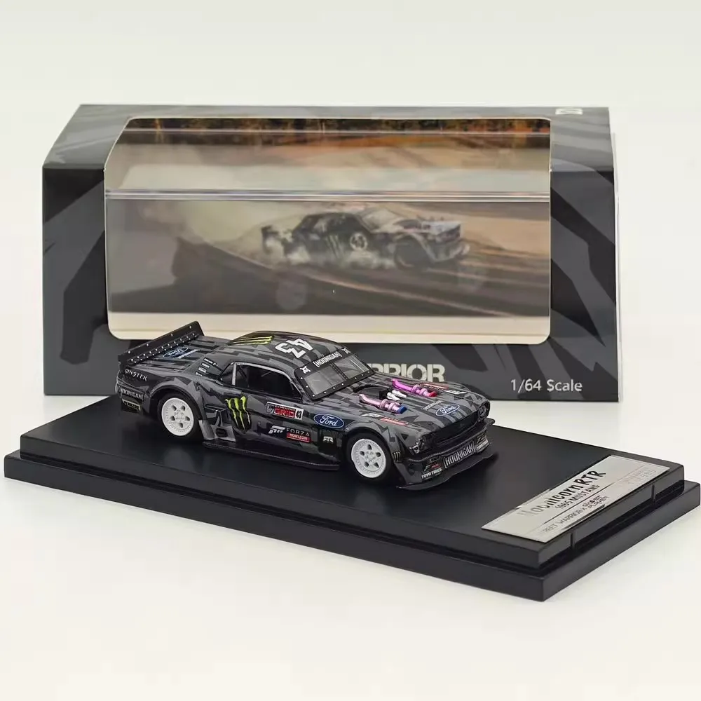 Diecast 1:64 Scale SW Ford Mustang 1965 Hoonicorn RTR V3 Kama Z Trailer Alloy Car Model view 2