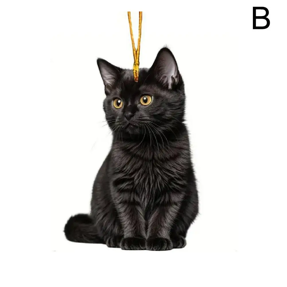 محظوظ القط الأسود عالية الجودة الاكريليك سيارة قلادة ظهره زينة زخرفية شجرة معلقة عيد الميلاد اكسسوارات المنزل ، Z4H0