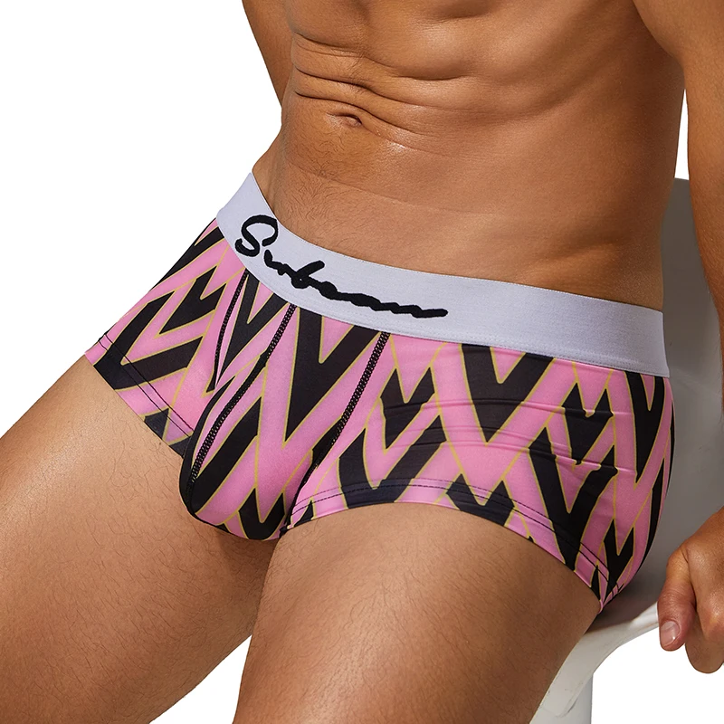 SEOBEAN Men's Underwear U-Shaped Boosting Pouch Comfortable Cooling Breathable Patterned Boxer Shorts Flat Briefs
