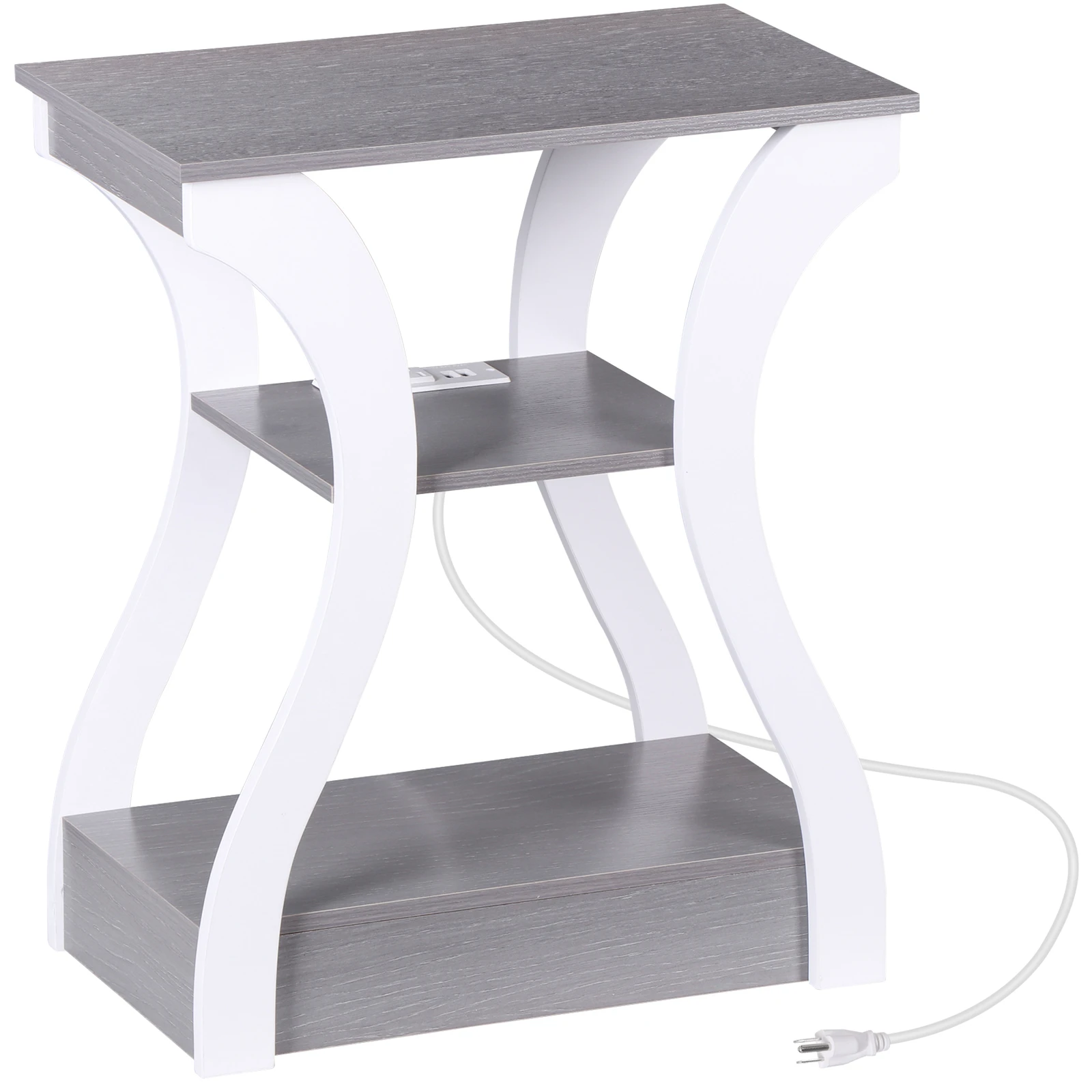 

Приставные столики с зарядной станцией, USB-портами и розетками, серый+белый