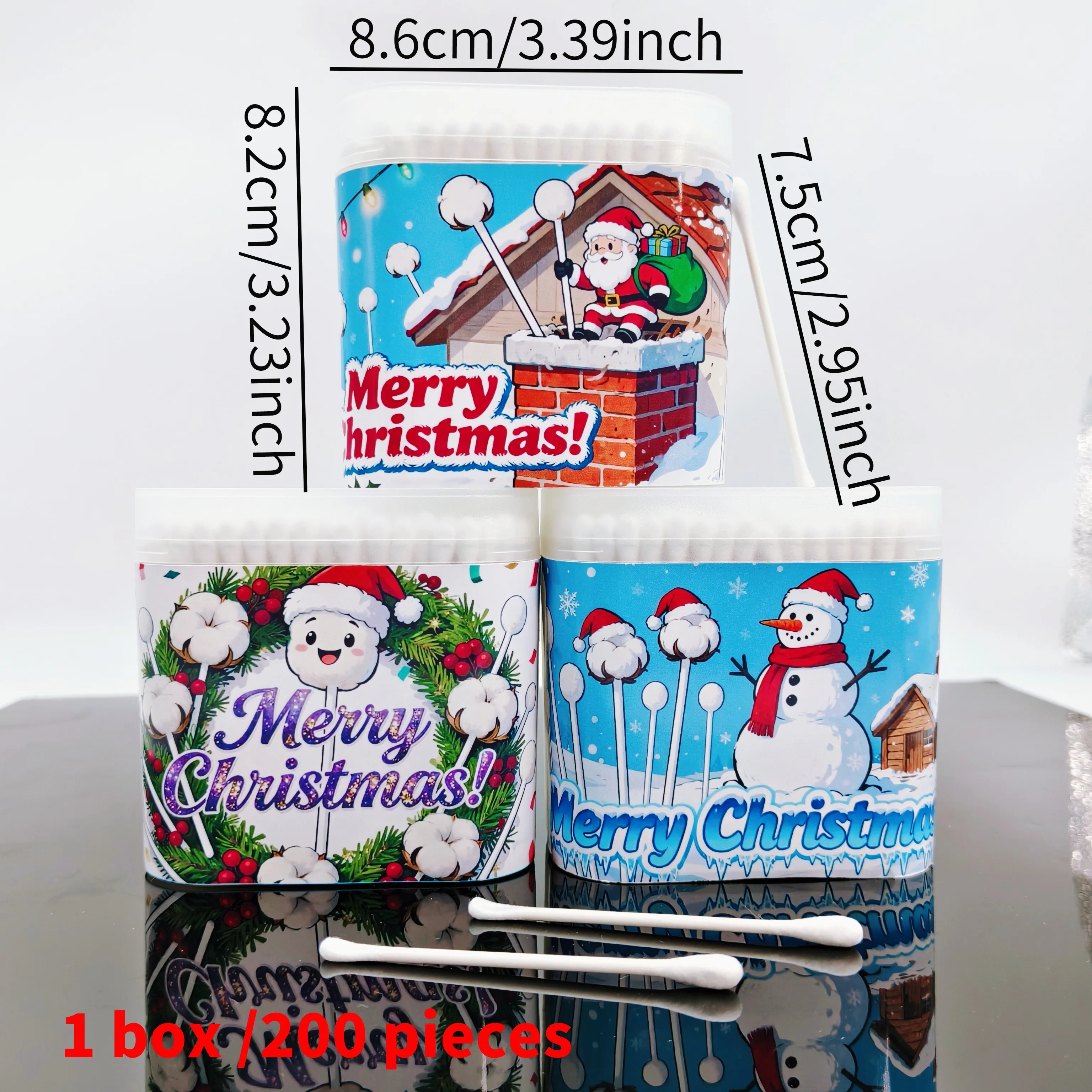 สำลีก้านสองหัวลายคริสต์มาส 600 ชิ้น, สำลีก้านสำหรับผู้ใหญ่ใช้ในชีวิตประจำวัน, สำลีก้านของขวัญสำหรับเทศกาล