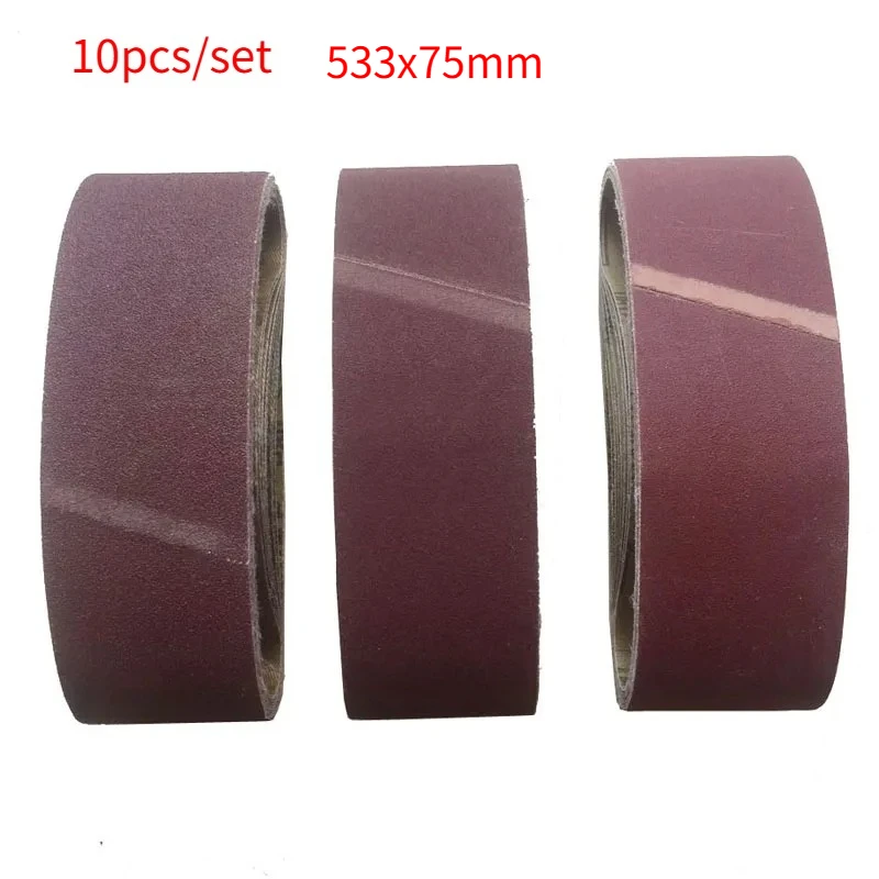 

10 шт., 533x75 мм, шлифовальная лента, ручная наждачная бумага для шлифовальной машины, ремень для шлифовальной машины