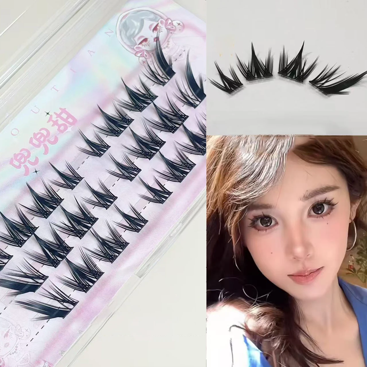 3/10 行コミック偽まつげフライフィッシュテールスタイル DIY ラッシュエクステンション韓国ポップガールズ Cos メイクアップツール