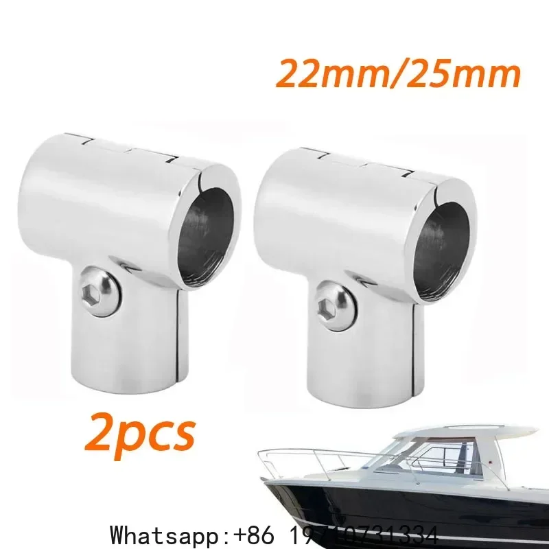 

2 Pcs Boat Handrail Tee Fitting 22/25mm Marine 3 Way Handrail 90/60 Degree Hardware Boat Accessories Marine 316 Stainless Steel