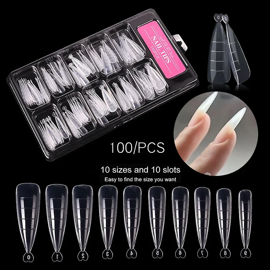 100Pcs Clear Nail Extension Forms Molds Dual Forms Full Cover Quick Building Nail Tips Manicure Tools for Professional Use
