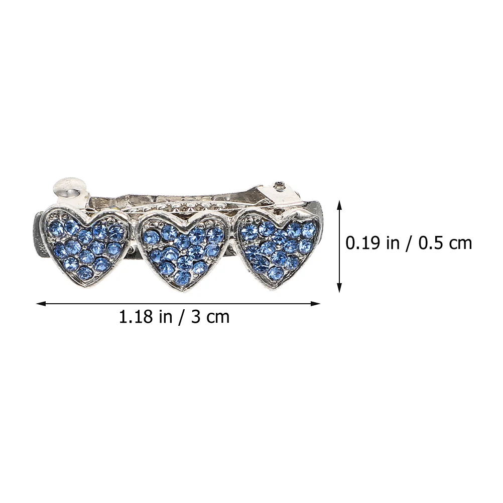 3Pcs Decorative Pet Hairpins Heart Dog Hair Clips with Shiny Rhinestones for Puppy Cat Stylish Lightweight Accessories