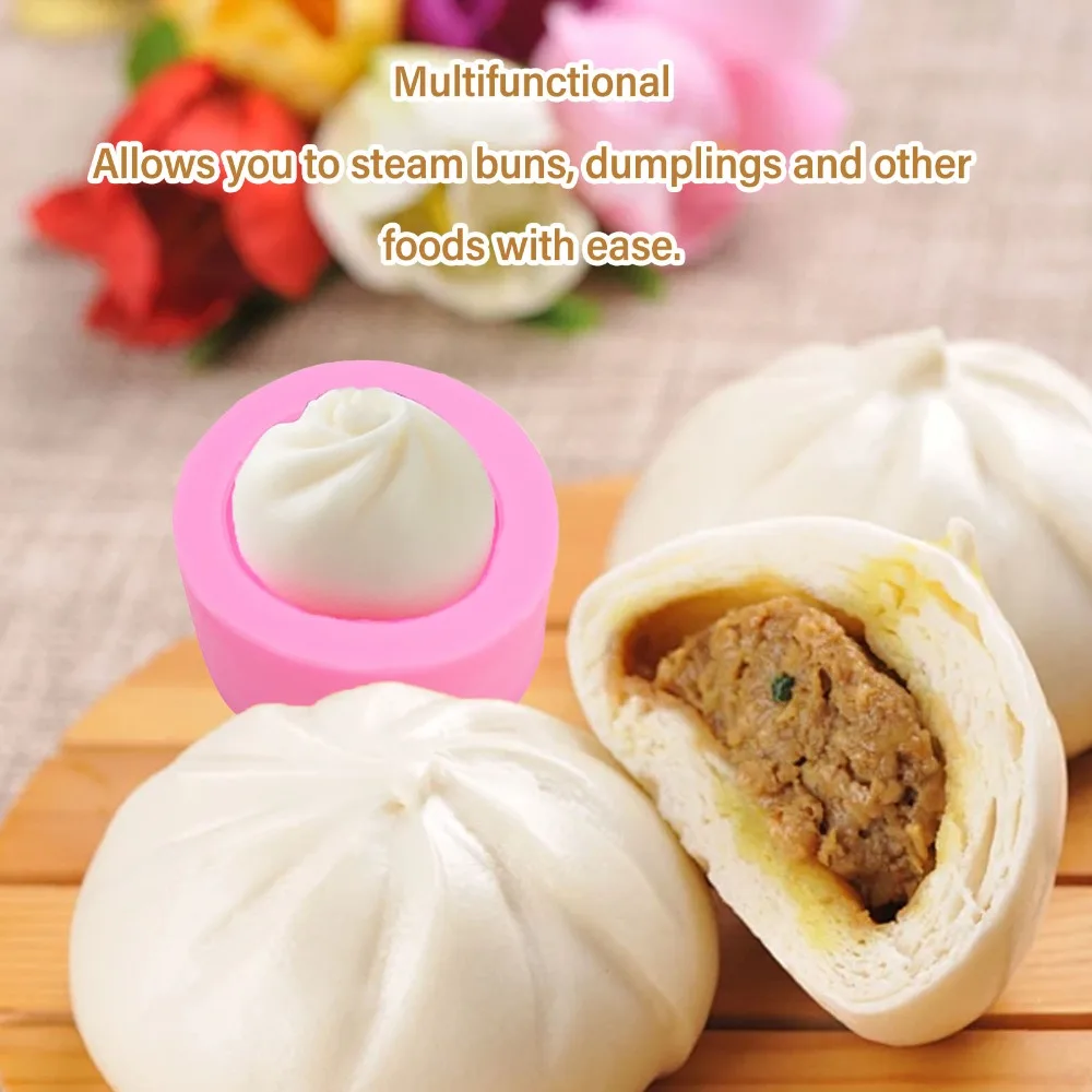 

2pcs Wax Mold Silicone Steaming Dumpling Maker Non Stick Pink Baozi Maker Mould Flexible Mold Steamed Bun Maker Chocolate Making